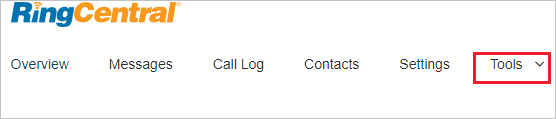 Screenshot: Auswahl von „Tools“ auf der Unternehmenswebsite von RingCentral
