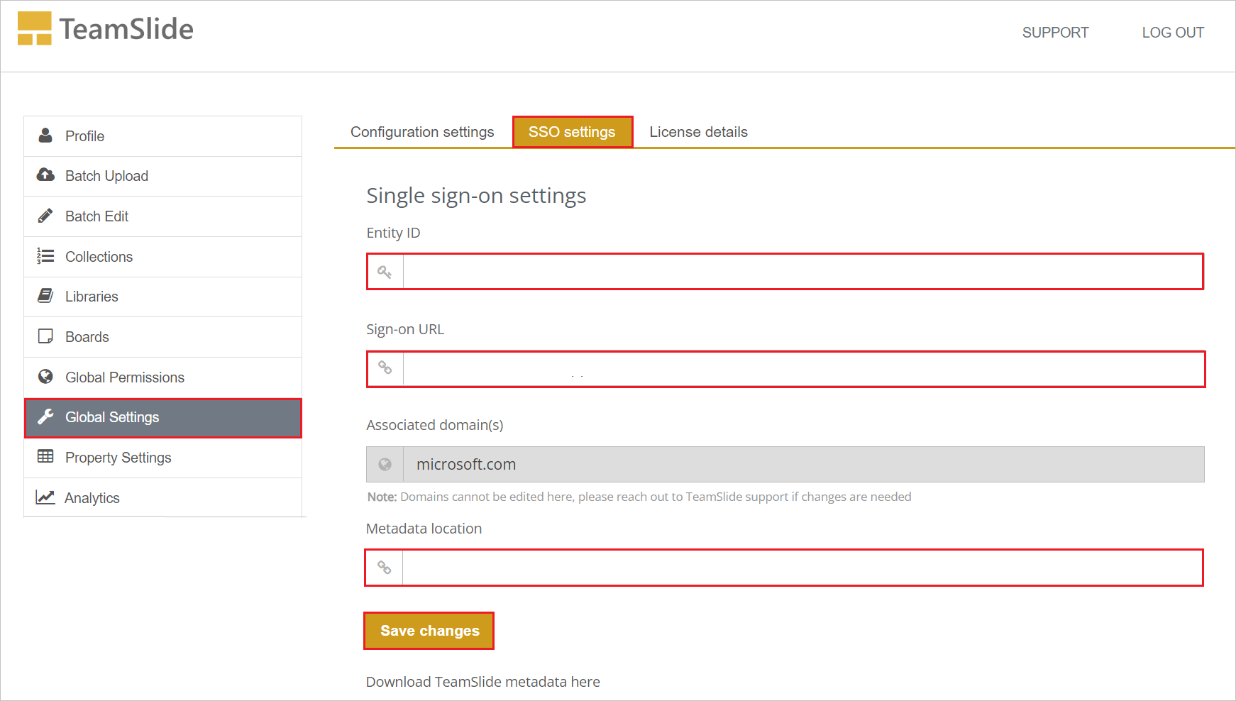 Screenshot der Konfigurationseinstellungen.