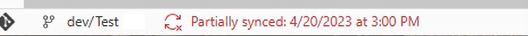 Screenshot: Statuszeile am unteren Bildschirmrand bei Fehlschlagen eines Updates
