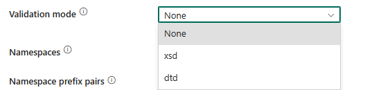 Screenshot, der Validierungsmodi zeigt.
