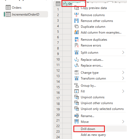 Screenshot mit der Drilldownfunktion.