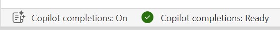 Screenshot der Statusleiste der Inlinevervollständigung von Copilot.