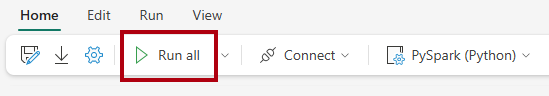 Screenshot: Menübands „Start“ mit hervorgehobener Schaltfläche „Alle ausführen“.