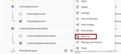 Screenshot: Einstiegspunkt der Schaltfläche „Verschieben nach“ im Kontextmenü eines Elements