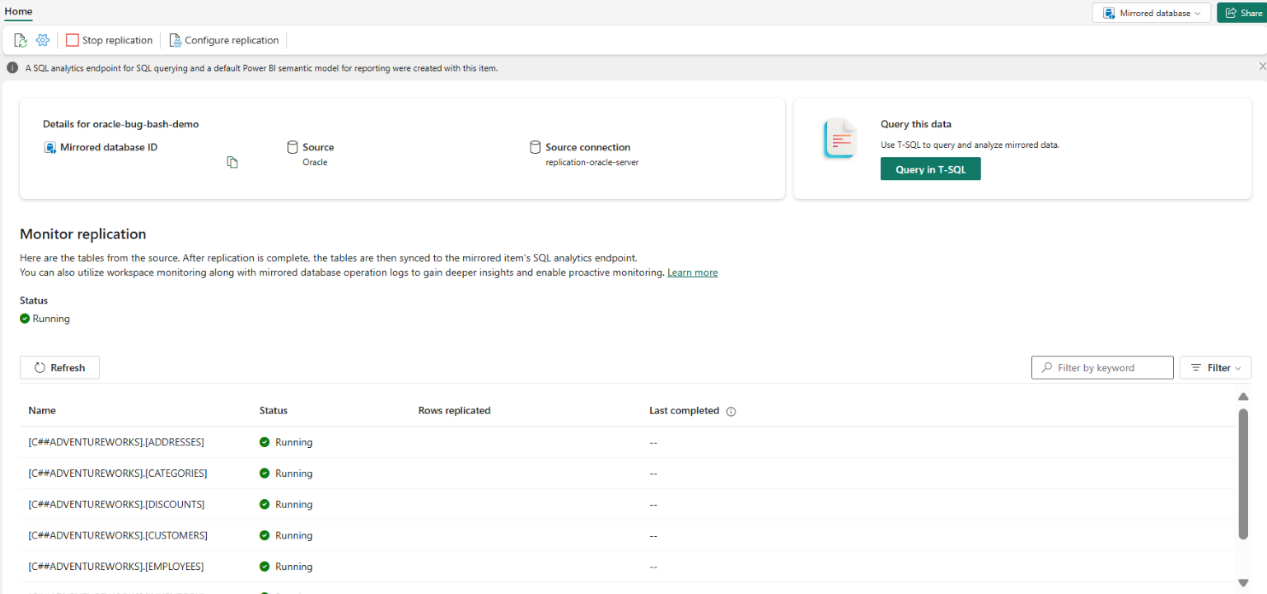 Screenshot der Schnittstelle, die den Status 
