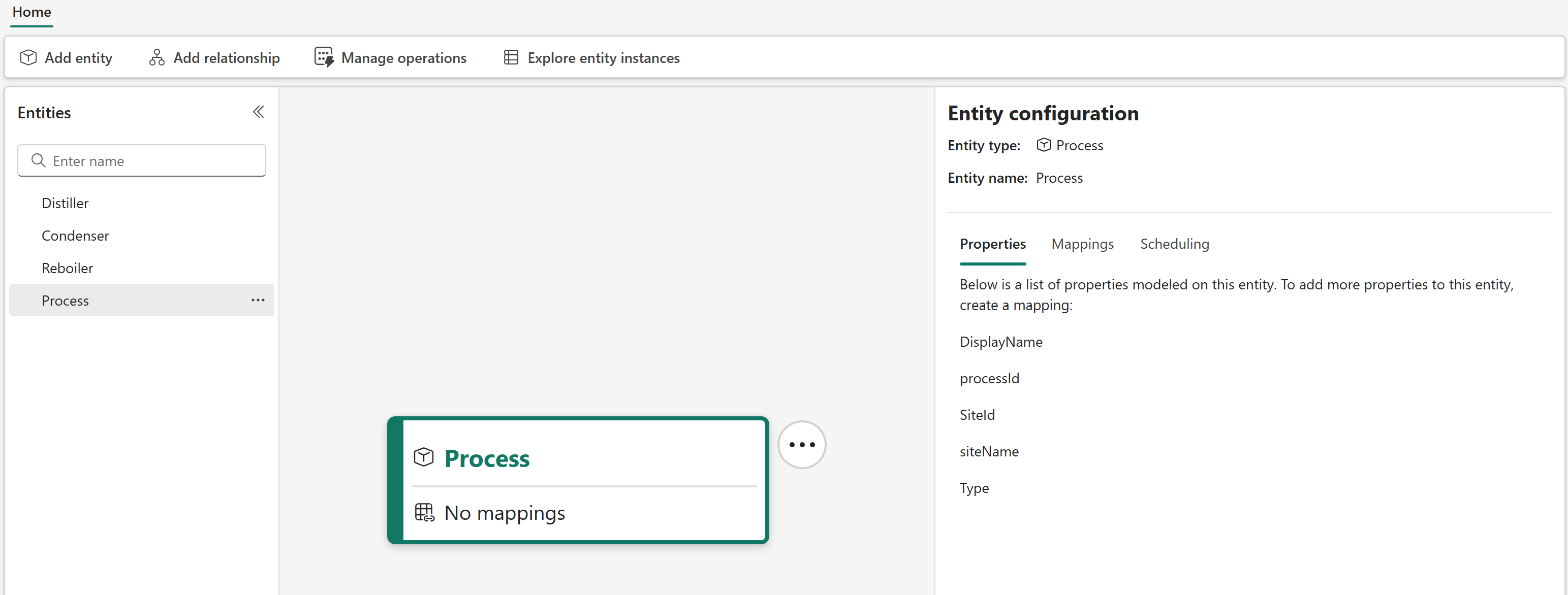 Screenshot des Prozessentitätstyps.