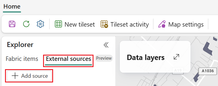 Screenshot der Microsoft Fabric Maps-Schnittstelle mit der Registerkarte 