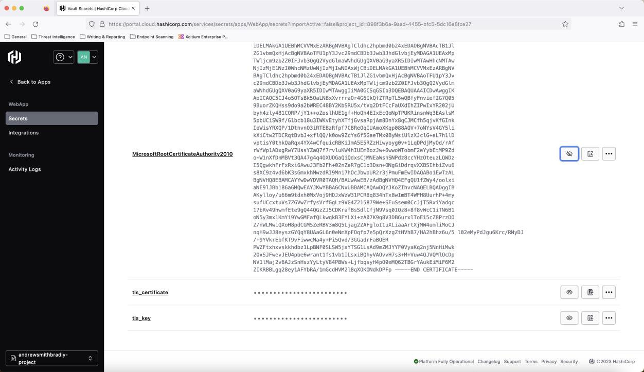 Hashicorp Vaults Dashboard Geheimnisbericht Seite 2.