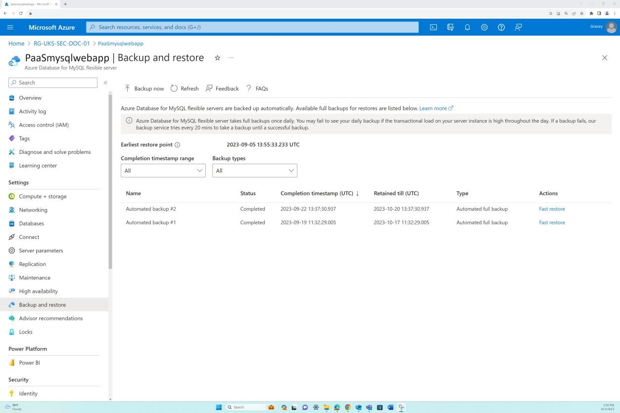 Azure Übersichtsseite für Sicherungs- und Wiederherstellungseinstellungen mit aktiven Servern.