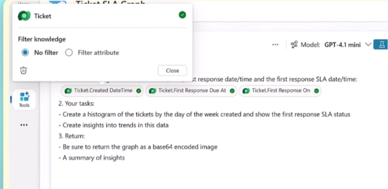 Screenshot des Filterns von Tabellendaten.