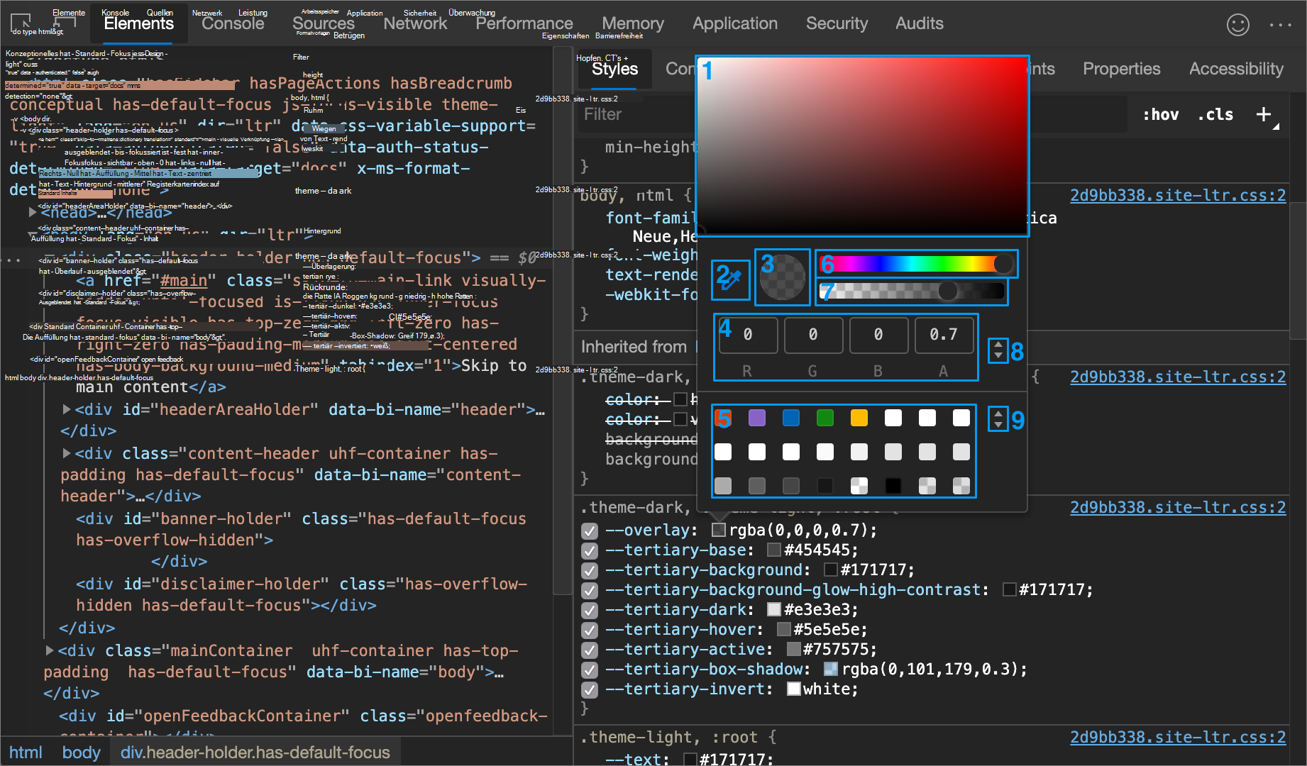 Die Farbauswahl, kommentiert