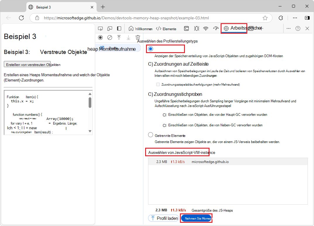 Das Speichertool, die Option 
