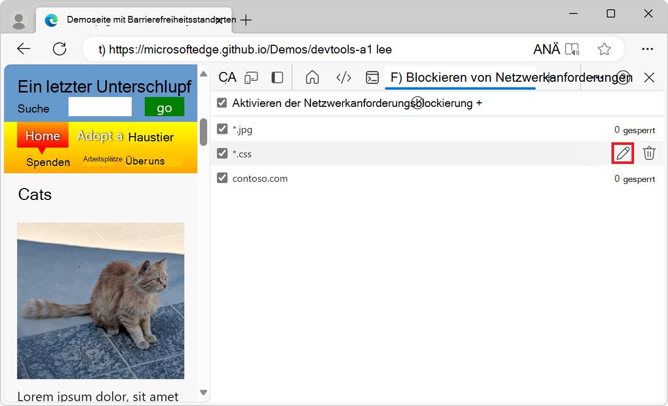Bearbeiten einer blockierten Anforderung