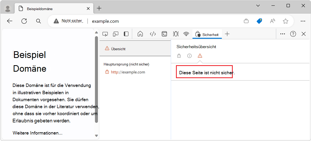Eine nicht sichere Seite