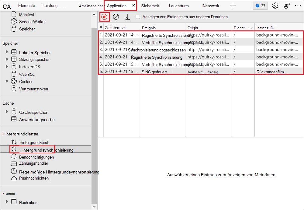 Protokollieren von Hintergrundsynchronisierungsereignissen
