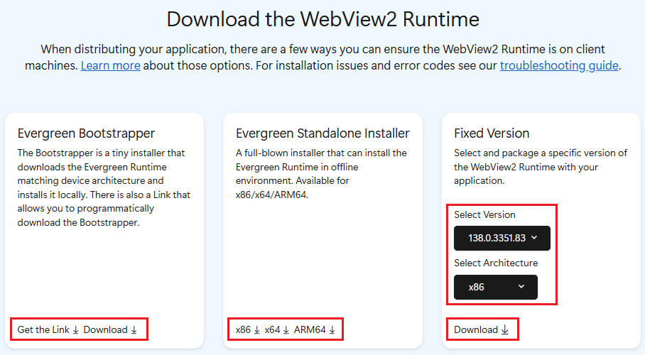 Optionen zum Verteilen und Aktualisieren der WebView2-Runtime