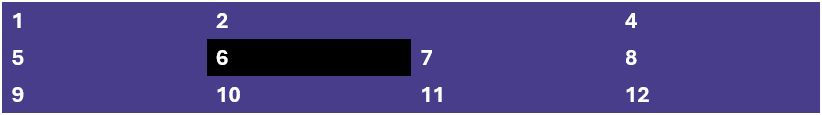 Eine PowerPoint-Tabelle, in der die Zelle in Zeile 1 Spalte 1 mit schwarzem Hintergrund formatiert ist.