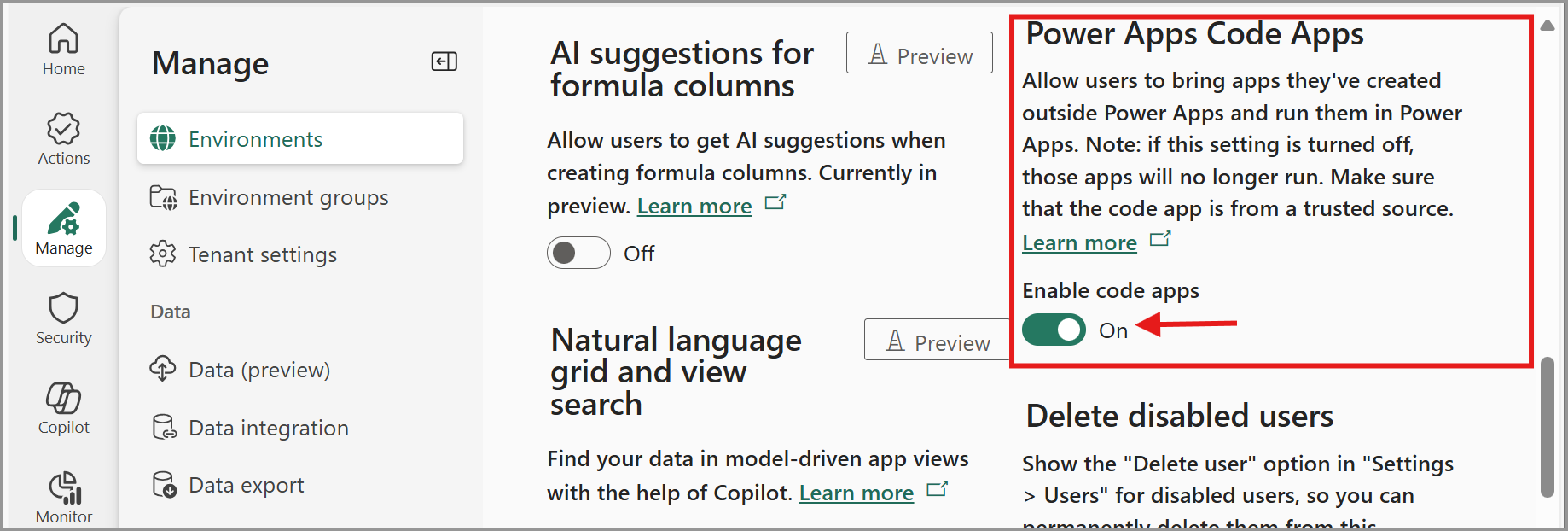 Aktivieren von Code-Apps