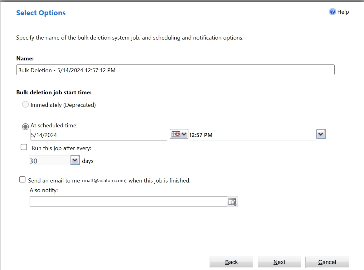 Optionen zum Löschen von Mehrfachzeilen.