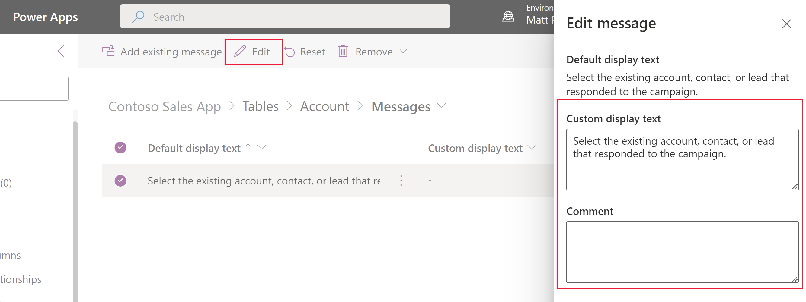 Bearbeiten einer Systemtabellenmeldung