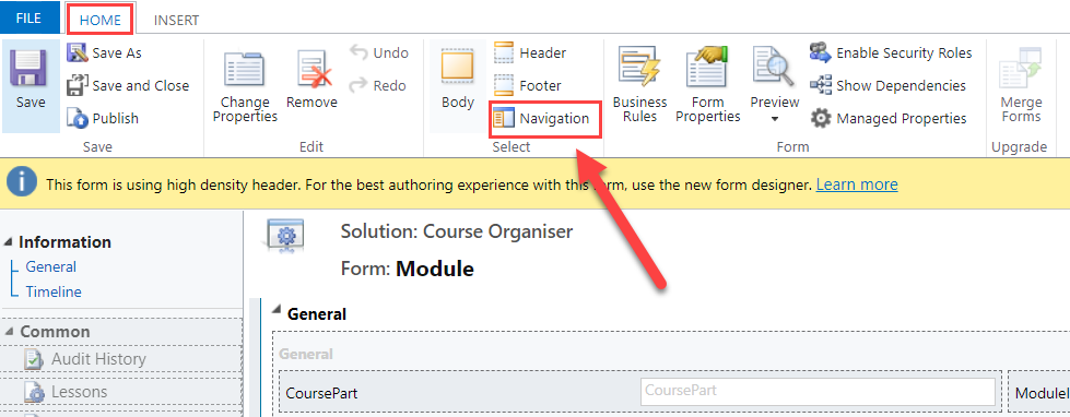 Formularnavigationsbereich anzeigen