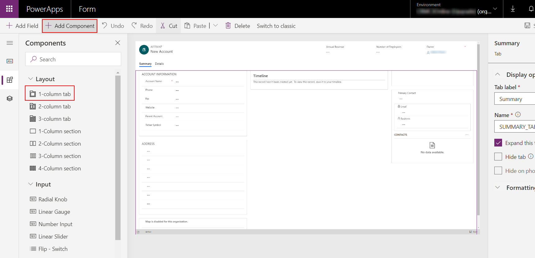 Fügen Sie einen Spaltentabulator ein.
