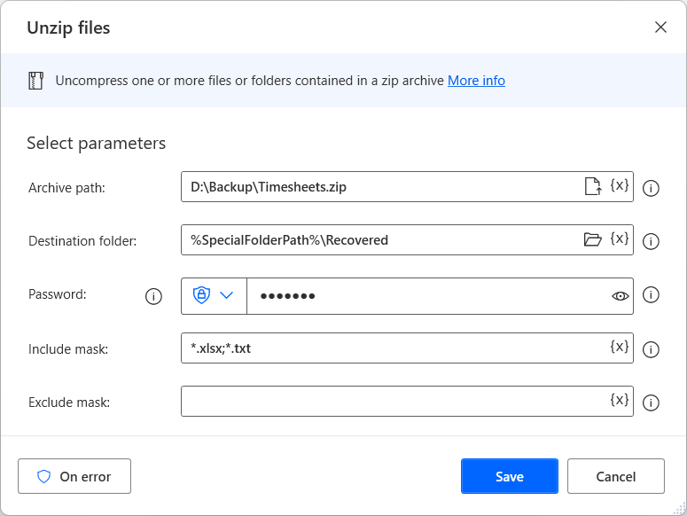Screenshot der Aktion 