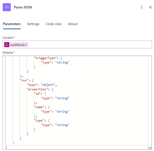 Screenshot des Parsens der JSON der Workflowfunktion.