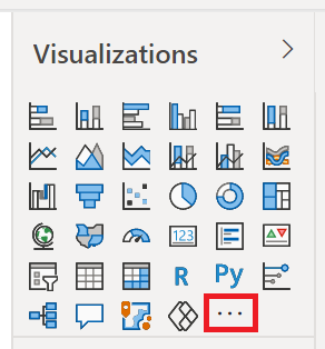 Screenshot: der Bereich „Power BI-Visualisierungen“ mit hervorgehobenem Auslassungszeichensymbol 