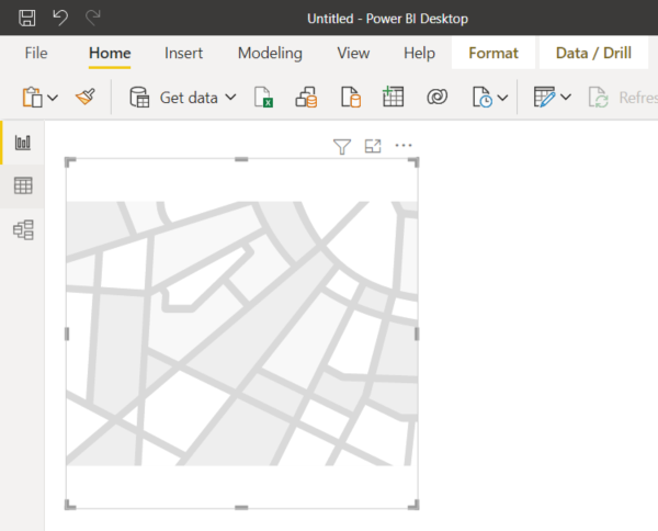 Screenshot einer leeren Shape-Map-Visualisierung auf der Berichtsfläche.