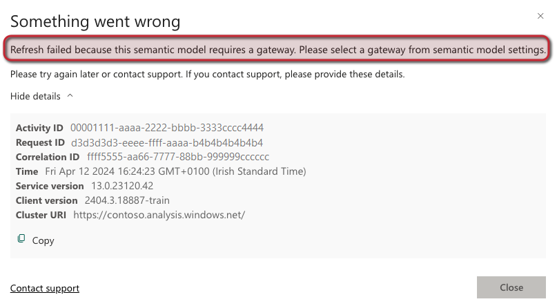 Screenshot der Fehlermeldung.