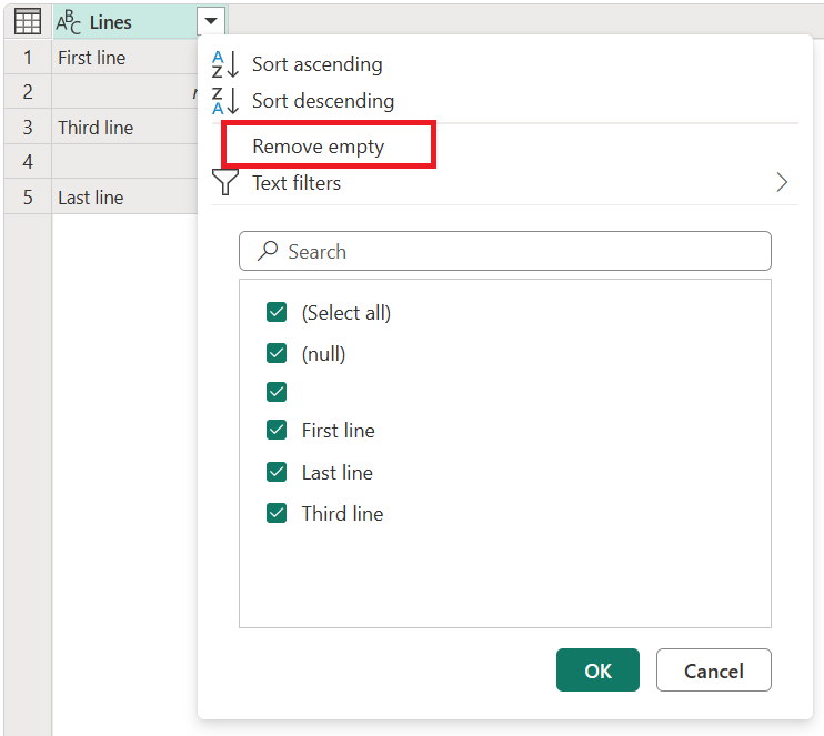 Screenshot der Spalte 