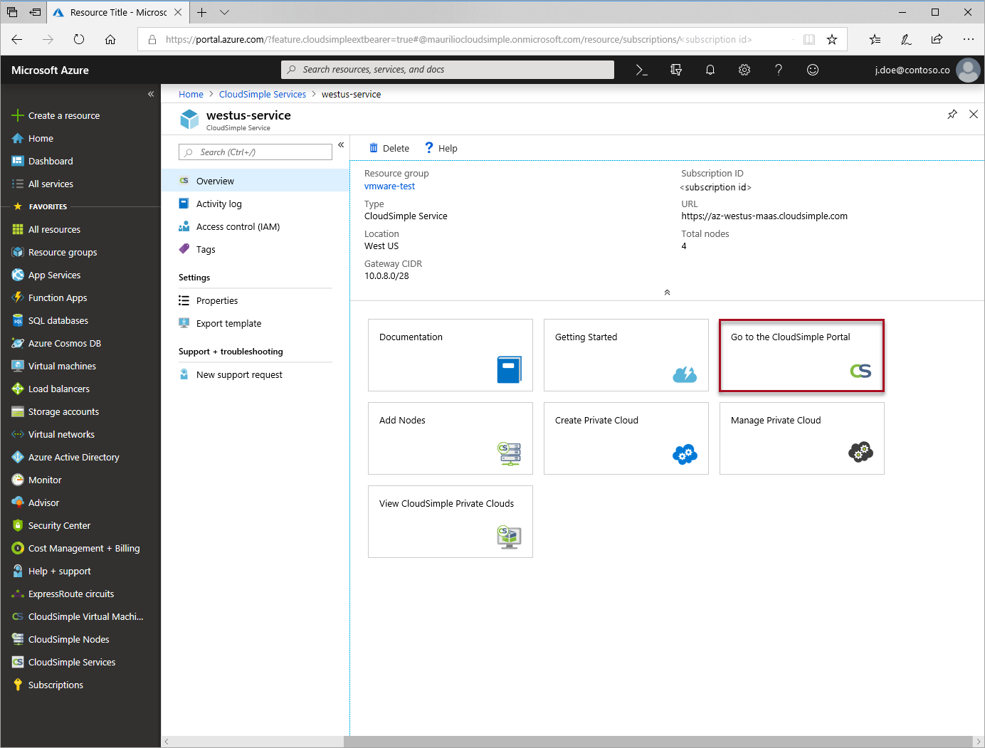Starten Sie das CloudSimple-Portal