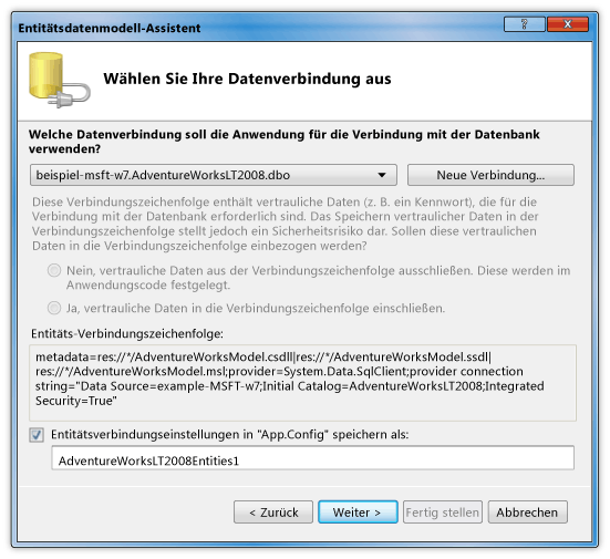 Verbindung für Datenbank bereitstellen