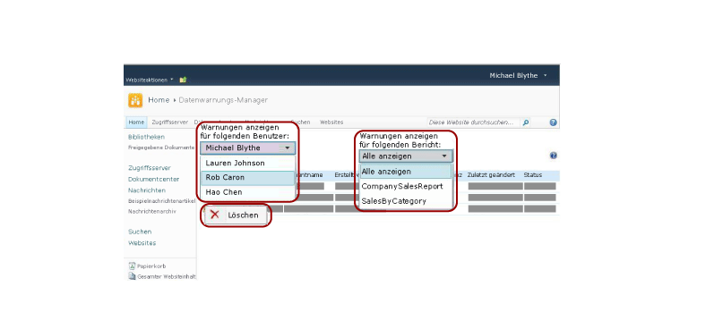 Warnungs-Manager für SharePoint-Websiteadministratoren