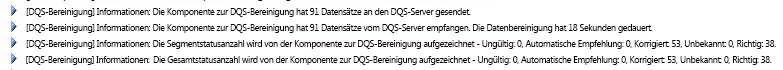 Ergebnisse aus dem Statusfenster