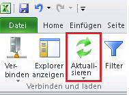 Excel – Schaltfläche "Aktualisieren" auf der Registerkarte "Masterdaten"