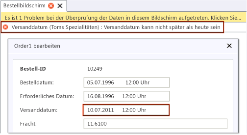 Validierungsfehlermeldung
