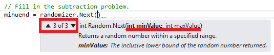 Überladung für Next()-Methode in IntelliSense