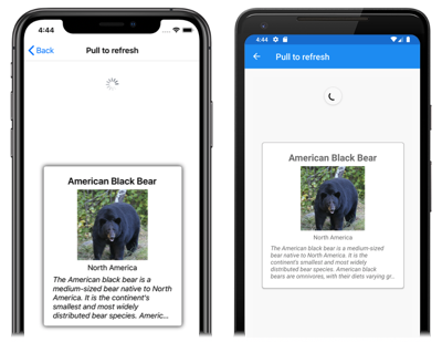 KarussellView-Pull-to-Refresh Screenshot der CarouselView Pull-to-Refresh, unter iOS und Android