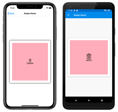 KarussellView mit dem unteren Wischansicht-Kontextmenüelement Screenshot des unteren Kontextmenüelements