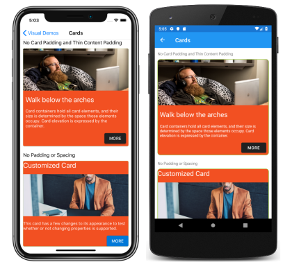 Ansichten mit Materialrenderern Screenshot der Materialrenderer unter iOS und Android
