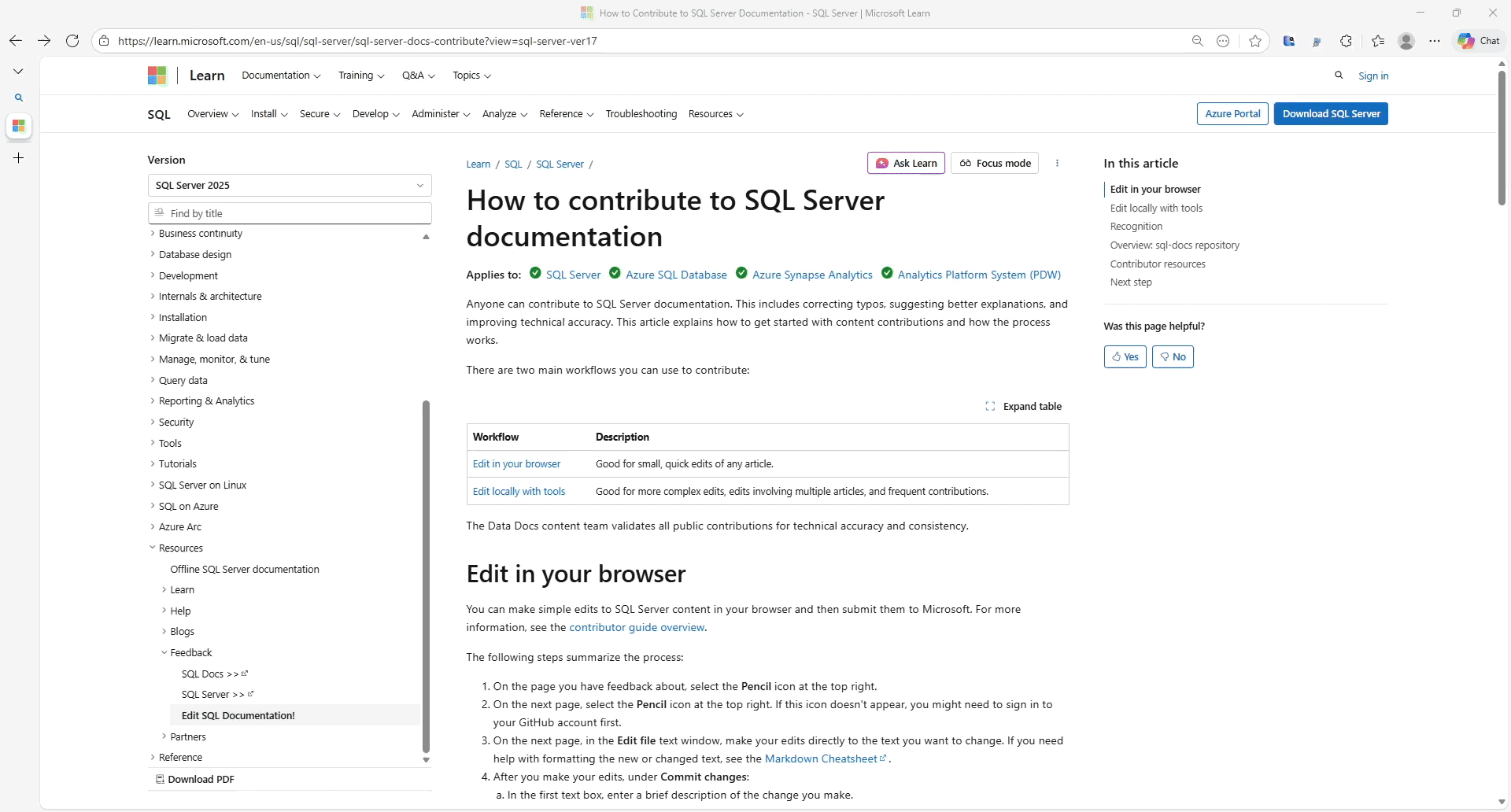 Screenshot mit der Option zum Bearbeiten von Datendokumenten.