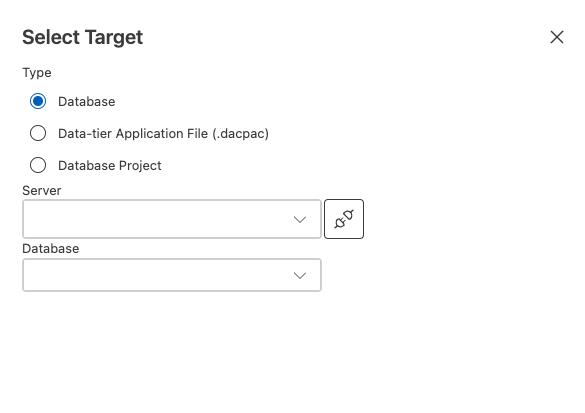 Screenshot des Dialogfelds zum Auswählen der Schemavergleichsquelle in Visual Studio Code.