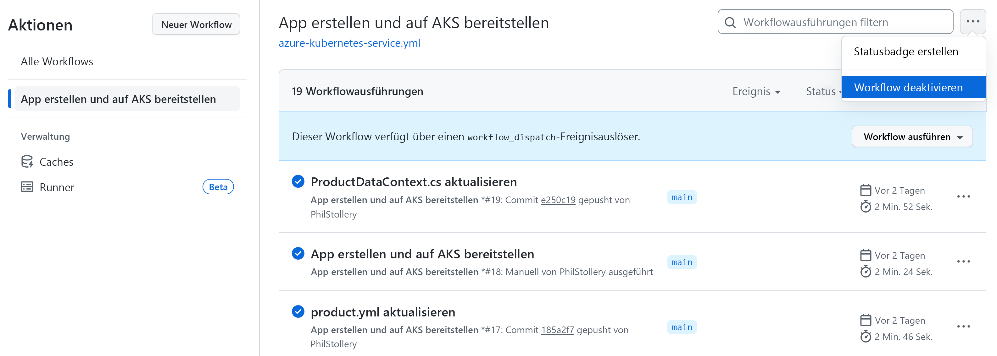 Ein Screenshot, der die Menüoption 