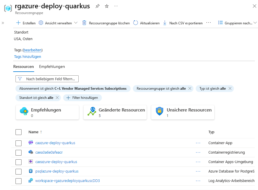Screenshot der bereitgestellten Anwendung.