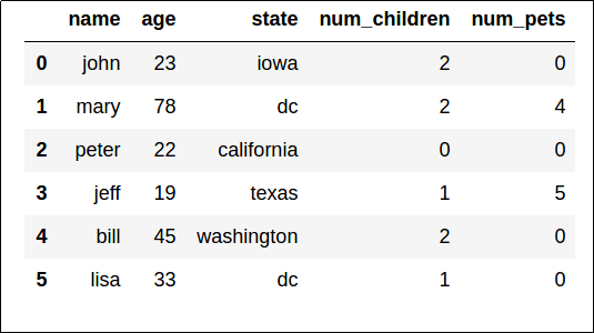 Diagramm eines Pandas-Datenmodells.