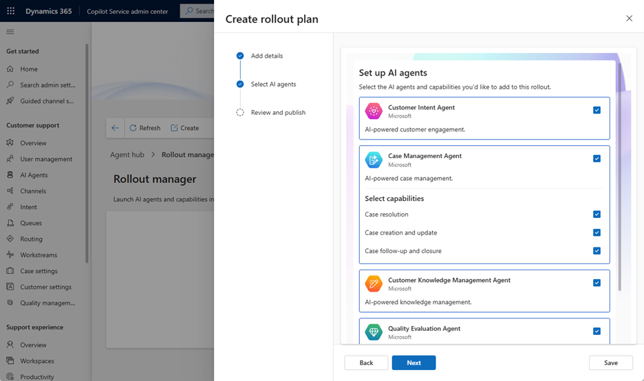 Screenshot des Erstellens eines Rolloutplans.