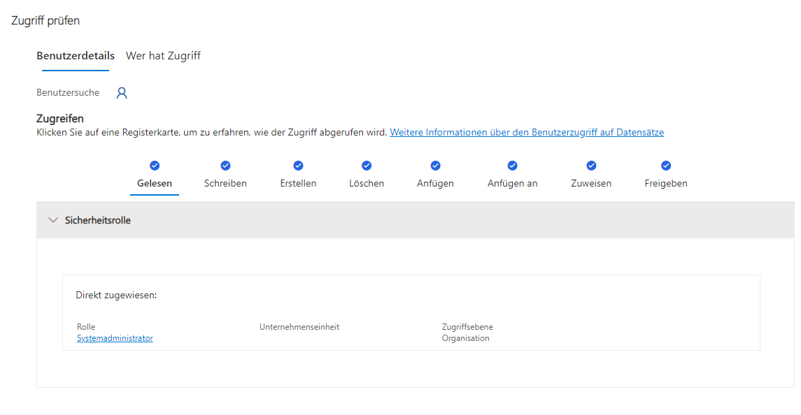 Screenshot der Zugriffsprüfung