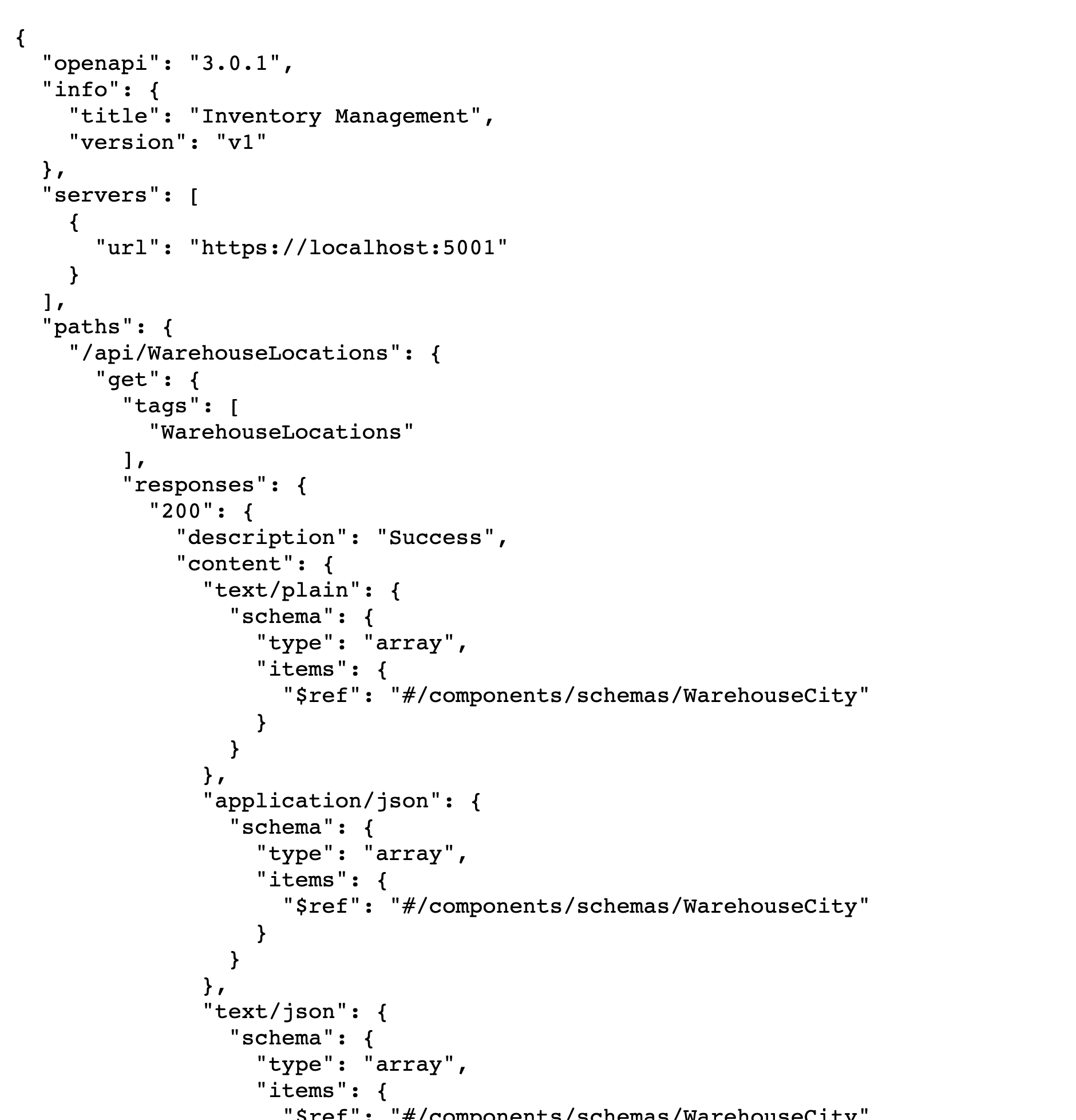 Screenshot des OpenAPI-Dokumentencodes